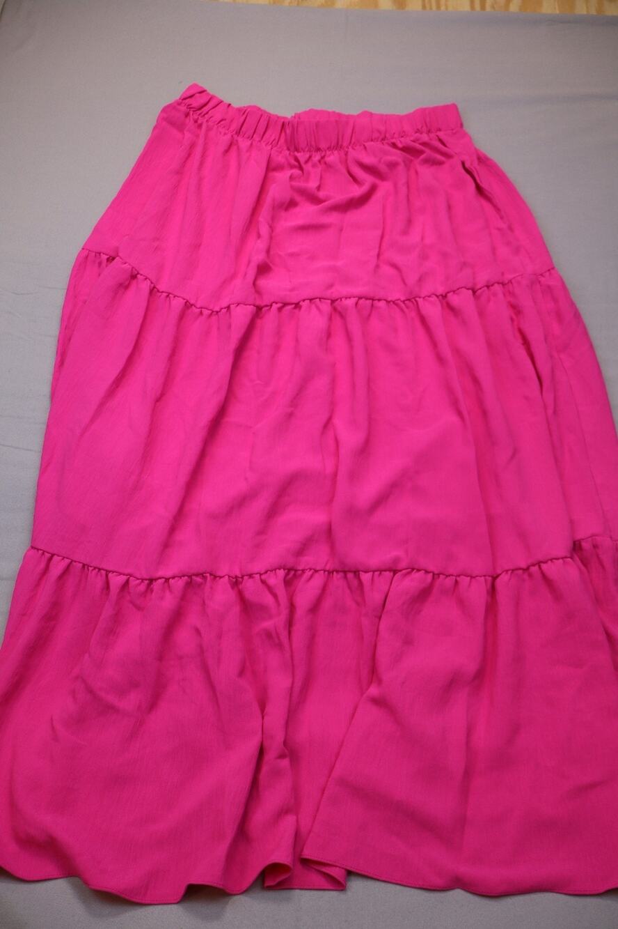 NEW Spin USA Hot Pink Inspired By Life Tiered High Waist Maxi Skirt Size 1X